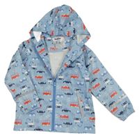Světlemodrá nepromokavá bunda s auty a kapucí Lupilu