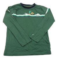 Tmavozelené triko se skútrem a pruhy Fat Face