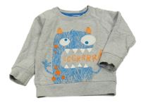 Šedá melírovaná mikina s příšerkou Rebel