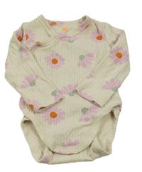 Béžové květované žebrované zavinovací body Hema