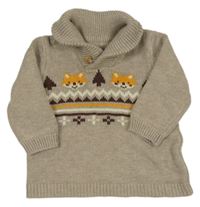 Béžový vlněný svetr s liškami a límcem Orchestra