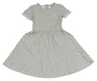 Bílo-černé pruhované teplákové šaty s kapsou Yigga