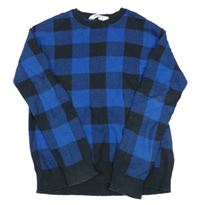 Černo-modrý kostkovaný svetr H&M