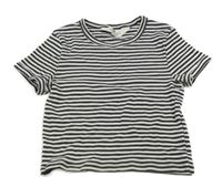 Černo-bílé pruhované žebrované crop tričko H&M