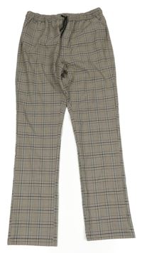 Hnědo-bílo-černé kostkované chino kalhoty Next