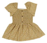 Medová květovaná tunika s knoflíky F&F