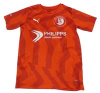 Červené vzorované sportovní funkční tričko s potiskem Puma