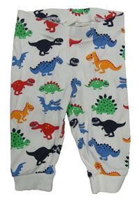Bílé lehké tepláky s dinosaury H&M