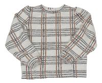Šedo-černo-bronzový kostkovaný chlupatý svetr Primark