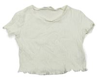 Bílé žebrované crop tričko Shein