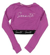 Růžové crop tričko s logem Sonneti