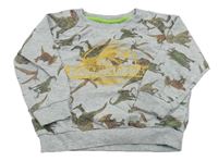 Šedá lehká mikina s dinosaury 