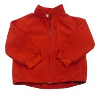 Červená fleecová propínací mikina zn. H&M