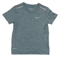 Šedomodré melírované sportovní funkční tričko s logem Nike