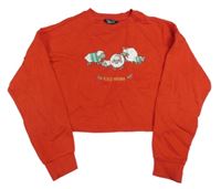 Červená crop mikina s ovečkami New Look