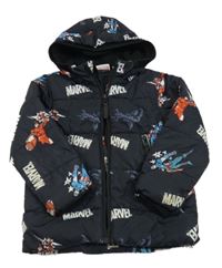 Černá šusťáková zimní bunda s Marvel a kapucí 