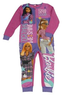 Růžovo-fialový fleecový overal s Barbie 