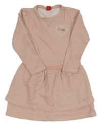 Světlerůžové třpytivé teplákové šaty s nápisem S. Oliver