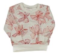 Bílo-růžová lehká mikina s mašličkami 