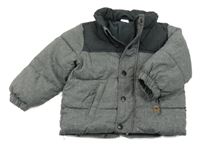 Šedo-tmavošedá melírovaná šusťáková zimní bunda H&M