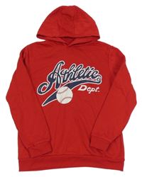 Červená mikina s nápisem a kapucí Primark