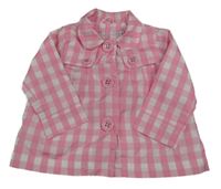 Růžovo-bílá kostkovaná šusťáková jarní bunda Zara