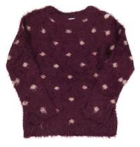 Tmavofialový puntíkatý chlupatý svetr Pep&Co