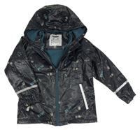 Tmavomodrá nepromokavá jarní bunda s dinosaury a kapucí Lupilu