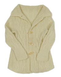 Smetanový vzorovaný propínací svetr 