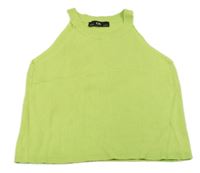 Limetkový žebrovaný úpletový crop top C&A