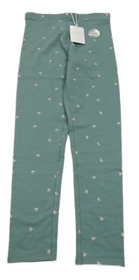 Nové - zelené květované thermo legíny sfera 