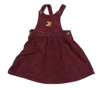 Vínové laclové manšestrové šaty s výšivkou Tu