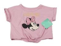 Nové - růžové crop tričko s Minnie Disney