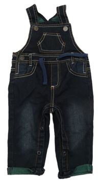 Tmavomodré laclové rifle s kapsami 