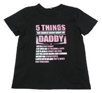 Černé tričko s růžovým nápisem 