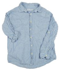 Modro-bílá pruhovaná lněná košile Zara