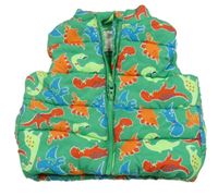 Zeleno-barevná šusťáková zateplená vesta s dinosaury Mothercare