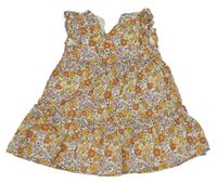 Smetanové květované plátěné šaty George