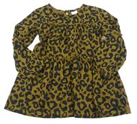 Khaki-černé bavlněné šaty s leopardím vzorem zn. Next