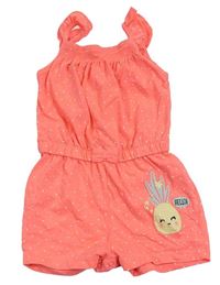 Neonově korálový puntíkatý overal s ananasem Primark