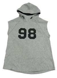 Šedá tepláková vesta s číslem a kapucí zn. H&M