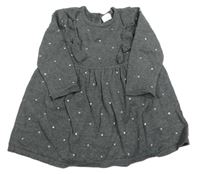 Šedé svetrové puntíkaté šaty s volánky H&M