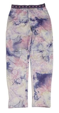 Růžovo-bílo-fialové batikované sportovní legíny Primark