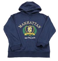 Tmavomodrá mikina nápisy a kapucí Primark