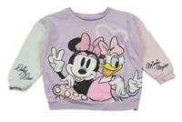 Lila-bílo-růžová mikina s Minnie a Daisy Disney