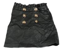 Černá koženková sukně s gombíky River Island