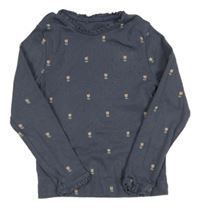 Šedomodré triko s květy George