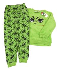 Nové - Zelené plyšovo/fleecové pyžamo s Grinchem 