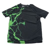 Antracitovo-zelené UV tričko s blesky 