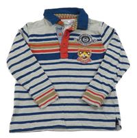 Šedo-modro-barevné pruhované polo triko s výšivkami M&S